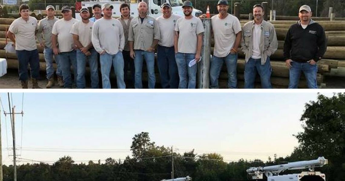More than 100 Arkansas line workers formed a convoy Monday as they departed nine electric cooperatives headed to South Carolina to help repair Hurricane Irma’s damage. 