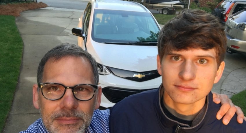 Father-and-son duo, Mike and Colin Smith, are driving an all-electric Chevy Bolt from South Carolina to Salt Lake City, Utah. They call it the "Southern Joule" trip.  See why.
