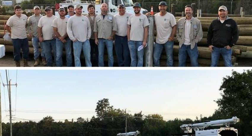 More than 100 Arkansas line workers formed a convoy Monday as they departed nine electric cooperatives headed to South Carolina to help repair Hurricane Irma’s damage. 