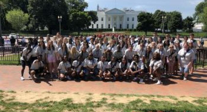 2019 Washington Youth Tour students outside the White House